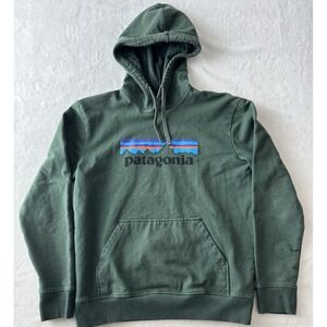 Patagonia Uprisal Hoodie Mens Medium Green P-6 Logo Pullover Sweatshirt Graphic